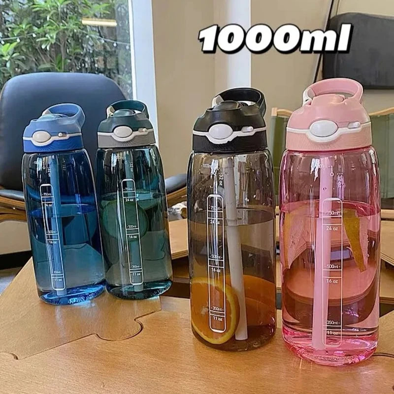 Sportdrinkfles 1L met Rietje – BPA-vrij Tritan