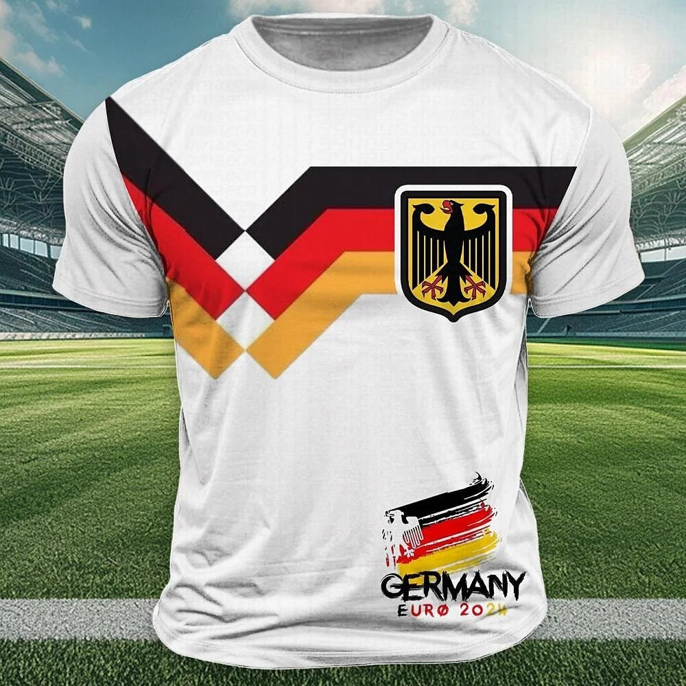 2026 Germany National Flag Print T Shirt for Men Outdoor Jersey Sports Tops Casual Loose Short Sleeve Summersports  Beach Wear