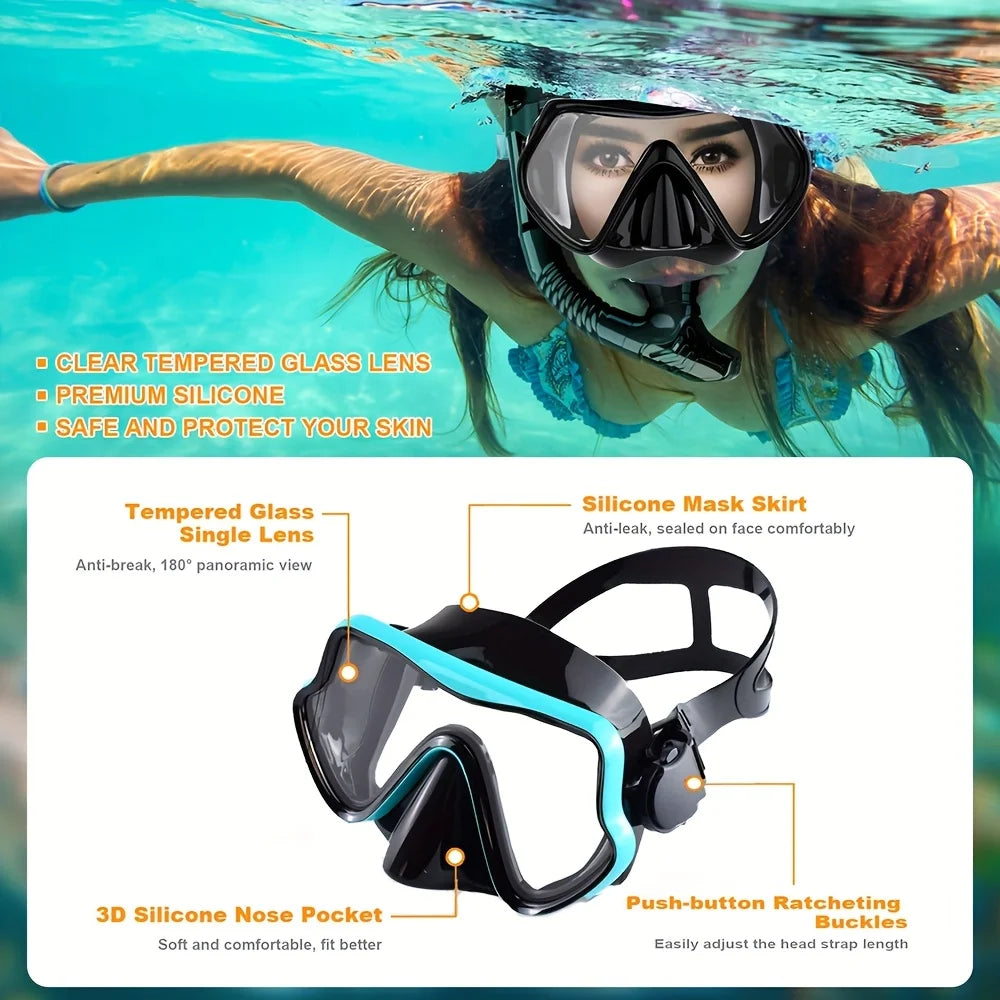 Snorkelset Volwassenen – Gehard Glas Panoramisch Masker