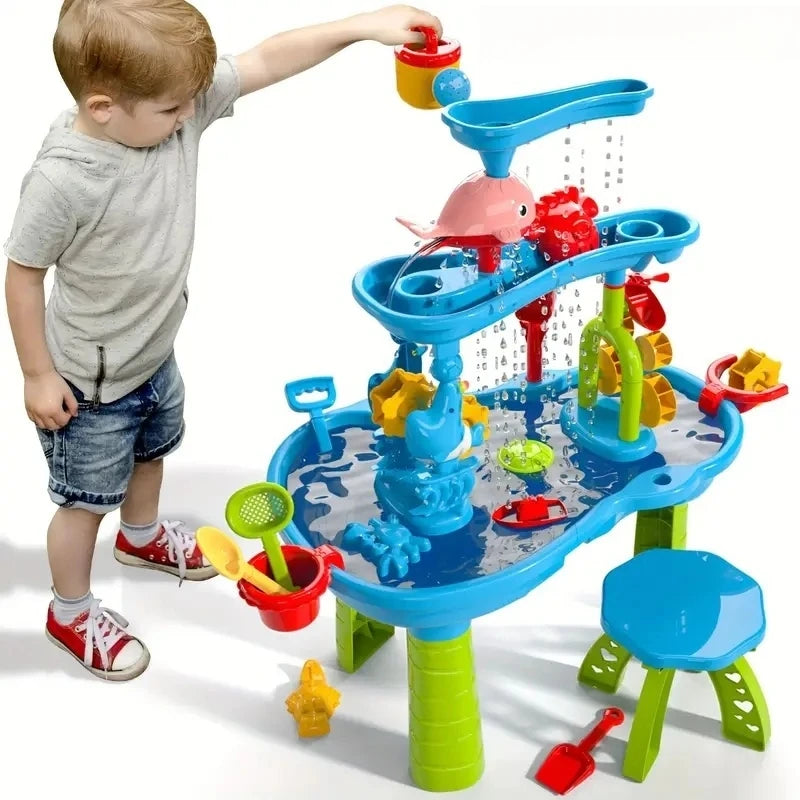 Children's Beach Table Waterfall Play Table Water Park Water Pool Sand Table Indoor Outdoor Multi-functional Beach Toy