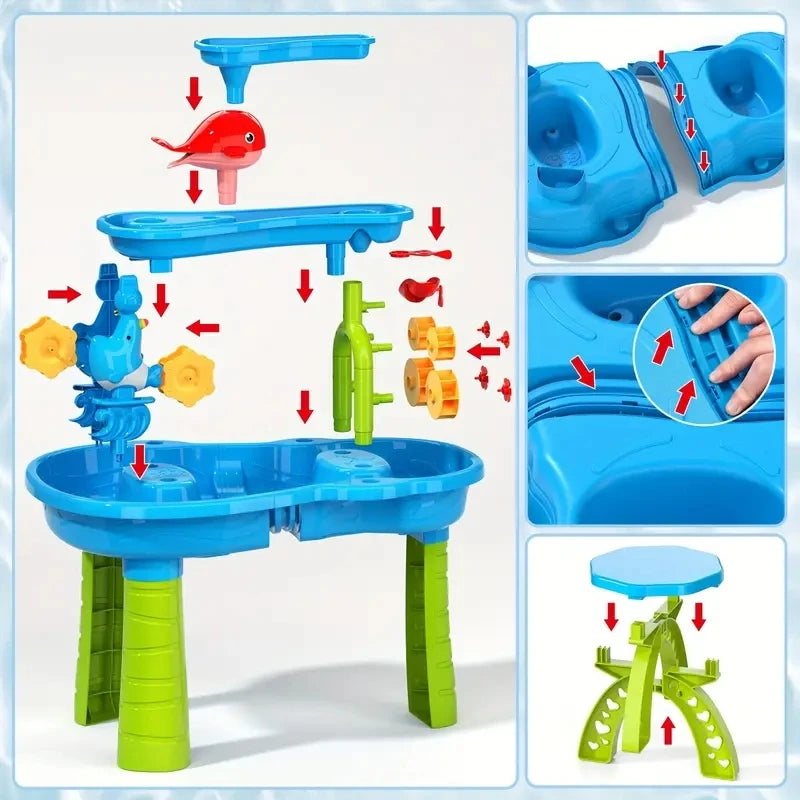 Children's Beach Table Waterfall Play Table Water Park Water Pool Sand Table Indoor Outdoor Multi-functional Beach Toy